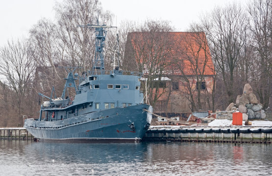 Old minesweeper in Baltiysk, Russia