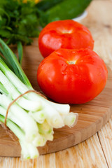 vegetables for salad, tomatoes and onions