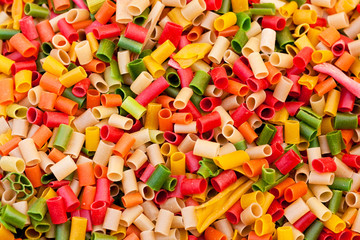 background of raw colored macaroni