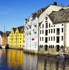 Sea view on center of town Alesund, Norway