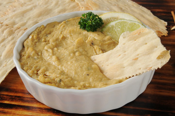 Sesame flatbread and hummus