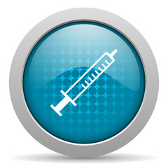 syringe blue circle web glossy icon
