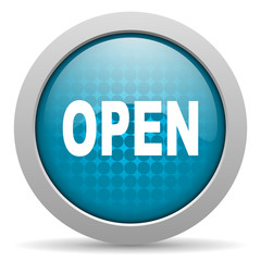 open blue circle web glossy icon