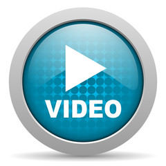 video blue circle web glossy icon