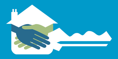 Property or real estate key handshake design.