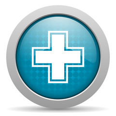 pharmacy blue circle web glossy icon