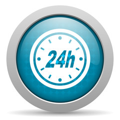 24h blue circle web glossy icon