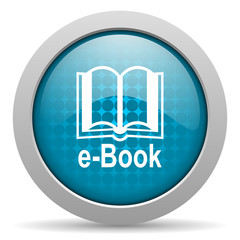 e-book blue circle web glossy icon