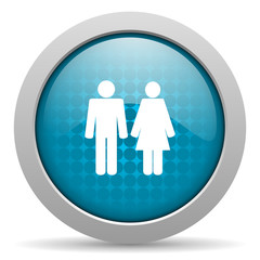 couple blue circle web glossy icon
