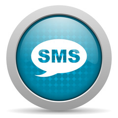 sms blue circle web glossy icon