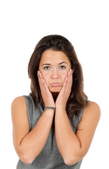 Fototapeta premium portrait of cute woman, isolated on white background