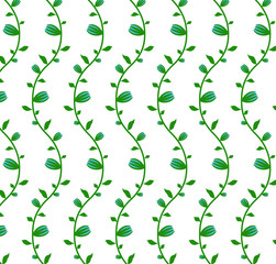 Ive with blue flowers, seamless pattern