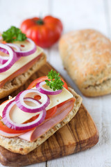 Ciabatta open sandwiches