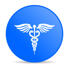 caduceus blue circle web glossy icon