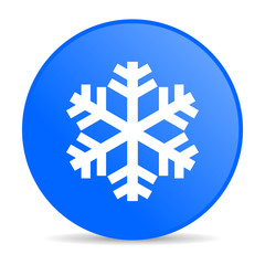 snowflake blue circle web glossy icon