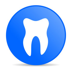 tooth blue circle web glossy icon