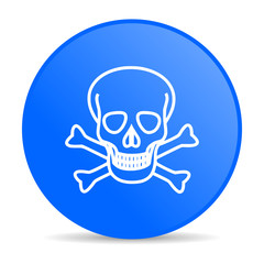 skull blue circle web glossy icon