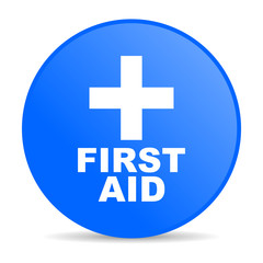 first aid blue circle web glossy icon