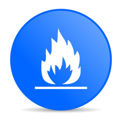 flames blue circle web glossy icon