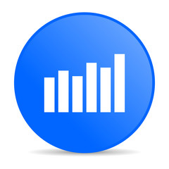 bar graph blue circle web glossy icon