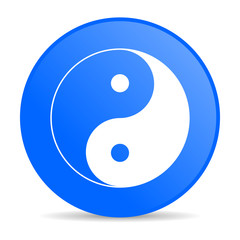 ying yang blue circle web glossy icon