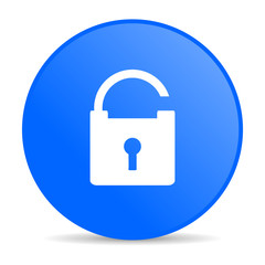 padlock blue circle web glossy icon