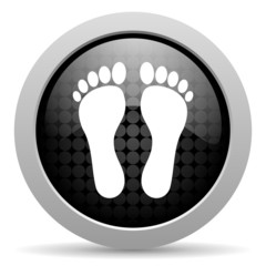 footprint black circle web glossy icon