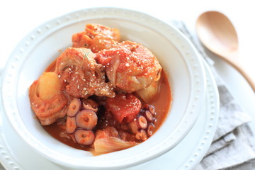 Italian food, octopus and potato stew