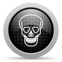 skull black circle web glossy icon