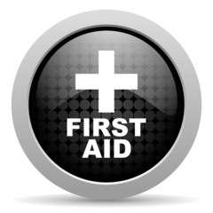 Obraz premium first aid black circle web glossy icon