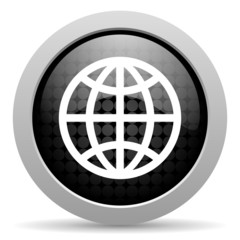 earth black circle web glossy icon