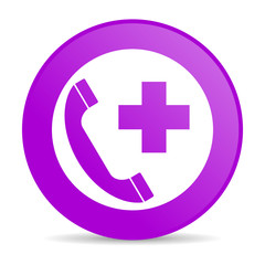 emergency call violet circle web glossy icon