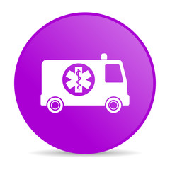 ambulance violet circle web glossy icon