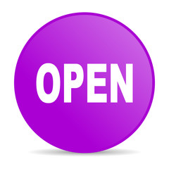 open violet circle web glossy icon