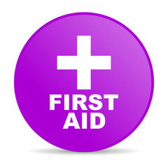 first aid violet circle web glossy icon