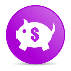 piggy bank violet circle web glossy icon