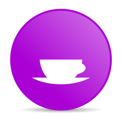 coffee cup violet circle web glossy icon
