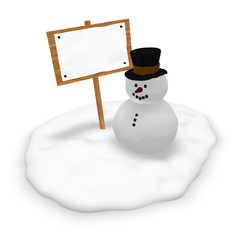 schneemann und schild