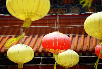 red lantern in chinese temple
