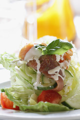 Freshness Salmon Salad with Home Made Sauce