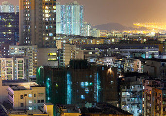 Hong Kong downtown building at night