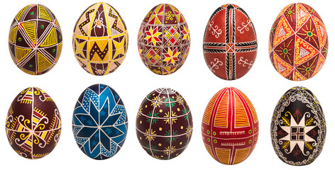 Colorful Easter eggs with pattern for background - obrazy, fototapety, plakaty