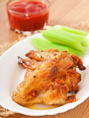 Delicious and juicy fried chicken wings