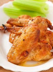 Delicious and juicy fried chicken wings