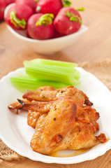 Delicious and juicy fried chicken wings