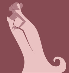 vector silhouette of beautiful bride