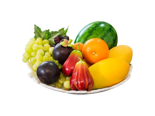 Tropical fruit isolated on white background