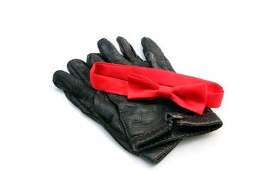 men's gloves and bow tie