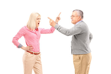 An agry female and mature man arguing