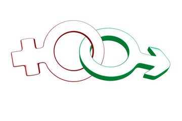 3d male and female symbols